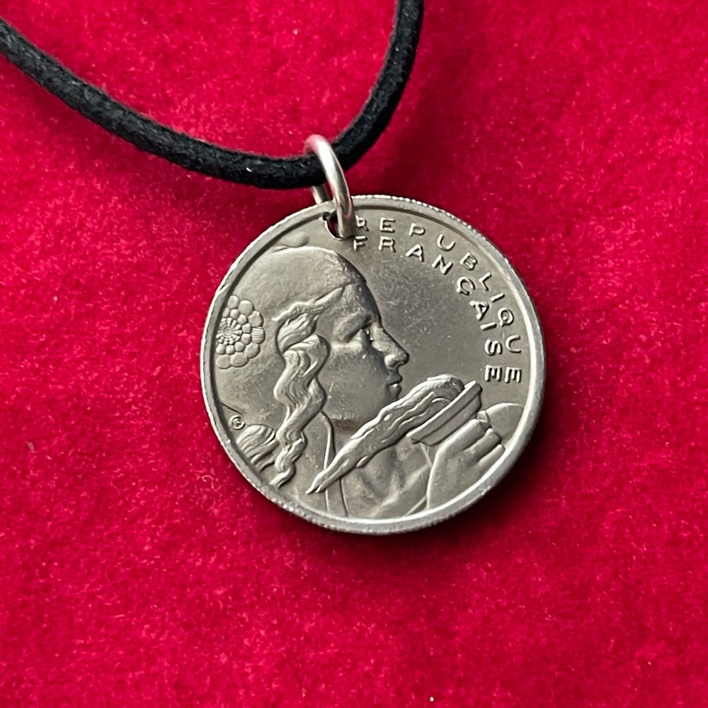 French Coin Pendant Necklace